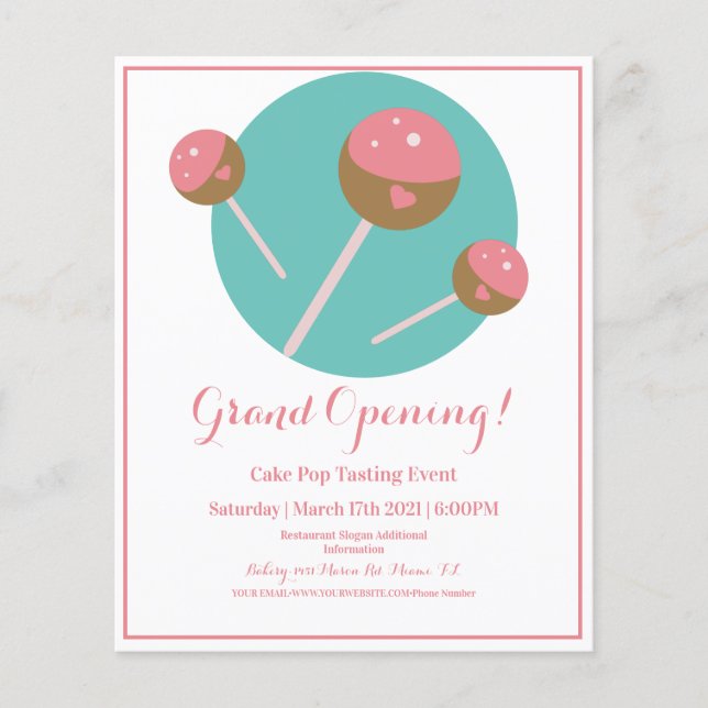 Bakery Cakepop Trets Sweet Food Lastbil Flyer (Framsidan)