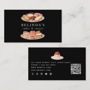 Bakery Cakes Sweets Baking QR Code Social Media Visitkort