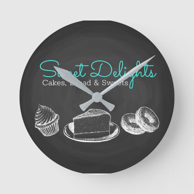 Bakery Chalkboard Rund Klocka (Framsida)