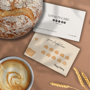 Bakery Chef Beige Muffins Add Logotyp Script Font Lojalitetskort