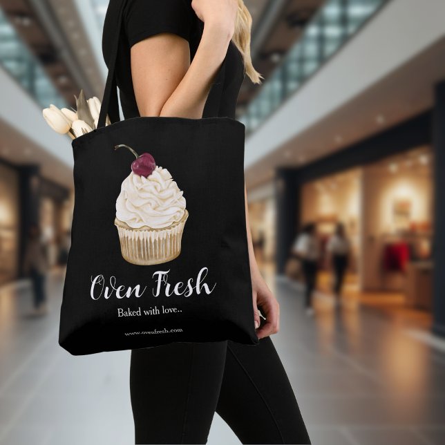 Bakery Cherry Cuptårta Pastry Chef Black Tygkasse (Skapare uppladdad)