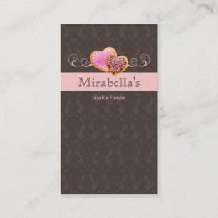 Bakery Cookie Cute Damask Swirl Rosa Brown Visitkort