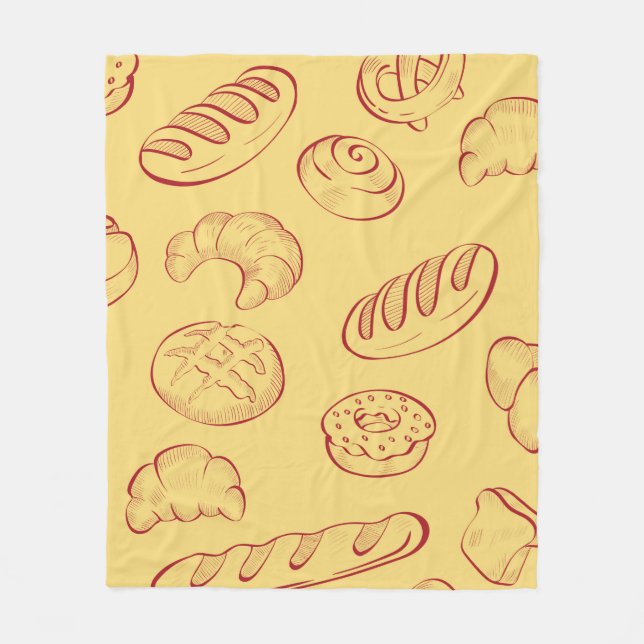 Bakery,  croissant,  food vintage seamless pattern fleecefilt (Framsidan)