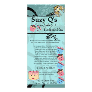 Bakery Cupcoa Aqua Blue Swirled Rack Card Reklamkort