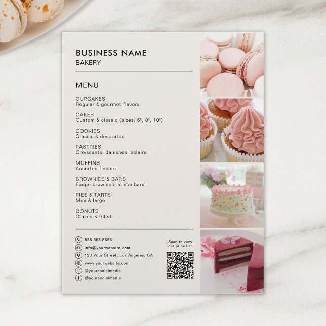 Bakery Cuptårta Cake Shop Menu Business Reklamblad (Bakery Cupcake Cake Shop Create Your Own Menu Business Flyer by MINTIC DESIGN STUDIO)