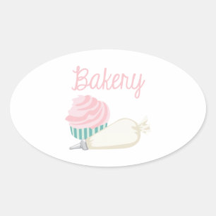 Bakery Cuptårta Ovalt Klistermärke