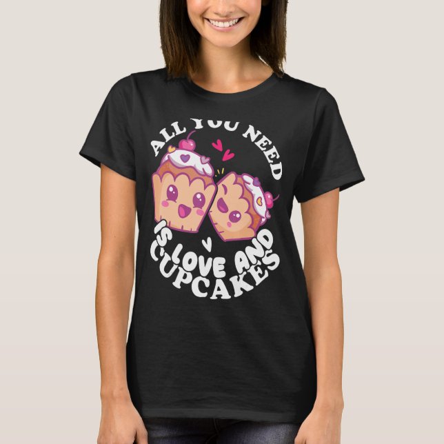 Bakery Donut Kärlek och Muffinsar Baking Cake Bake T Shirt (Framsida)