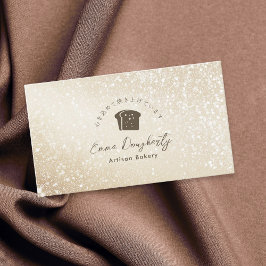 Bakery Gold Glitter Minimalist Bread Logo Visitkort