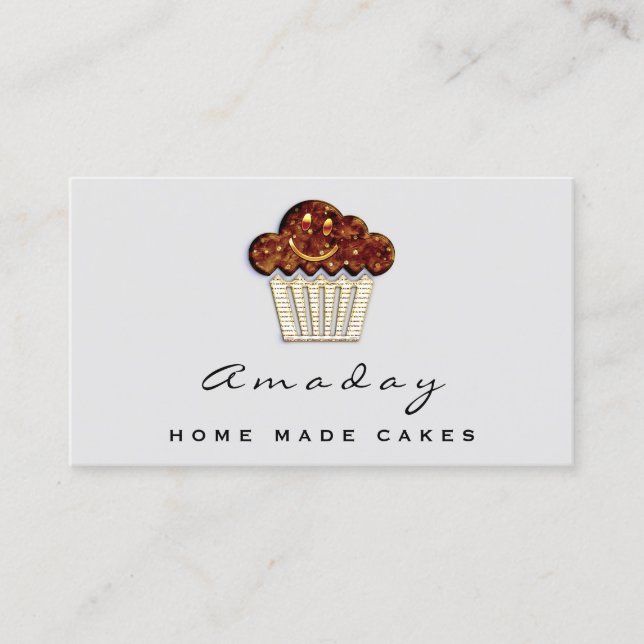Bakery Home Made Cake Logotyp Muffin Smile Elegant Visitkort (Framsida)