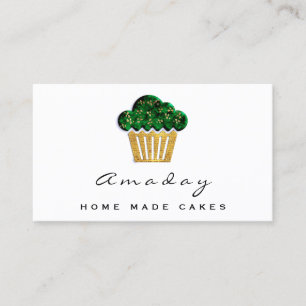 Bakery Home Made Cakes Logotyp Muffin Chicano Grön Visitkort