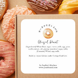 Bakery Ingredient Product Watercolor Glazed Donut Fyrkantigt Klistermärke