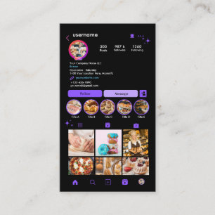 Bakery Instagram Chef Lila Pastry Caterer QR Visitkort