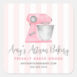 Bakery Kök Mixer Rosé Rosa Vitrandiga Chef Fyrkantigt Klistermärke