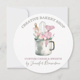 Bakery konditor kopp Boho chic blomma patisserie Inbjudningar