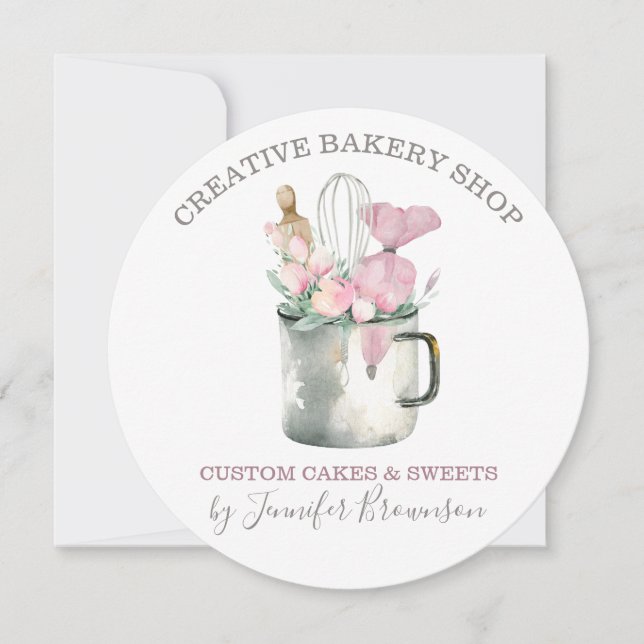 Bakery konditor kopp Boho chic blomma patisserie Inbjudningar (Framsida)