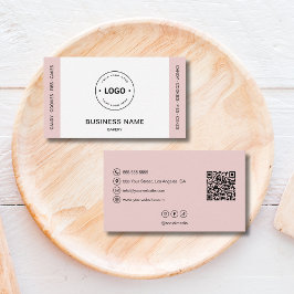 Bakery Logo QR Code Social Media Blush Pink Visitkort