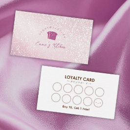 Bakery Loyalty Card Pink Glitter Bread Logo Visitkort