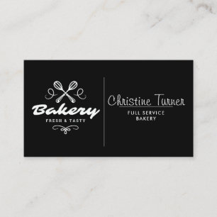 Bakery med enkel svart och vit Anpassningsbar Visitkort