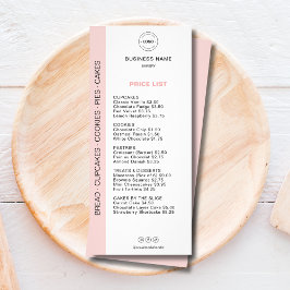 Bakery Menu Price List  Reklamkort