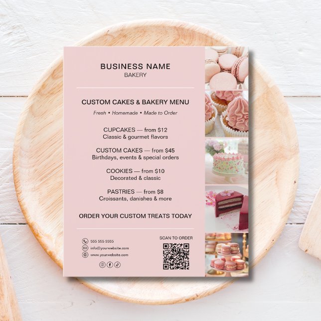 Bakery Meny Flyer Mall med QR-kod (Bakery Menu Flyer Template with QR Code)