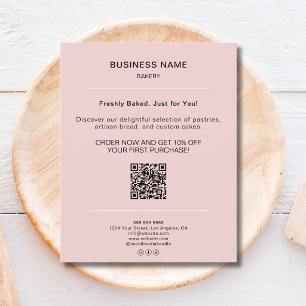 Bakery Minimalist Kampanj Rabatt QR-kod Rosa Flygblad
