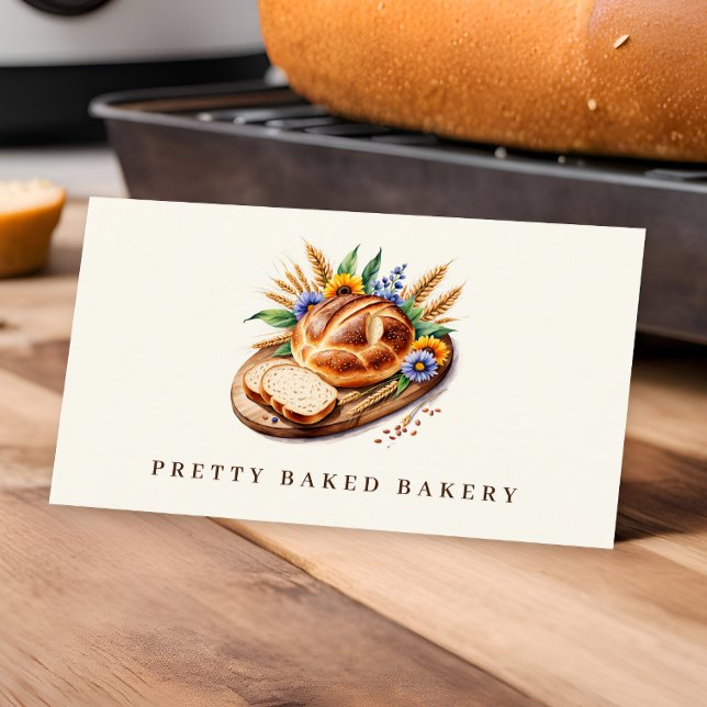 Bakery Modern Watercolor Bread Visitkort (Skapare uppladdad)