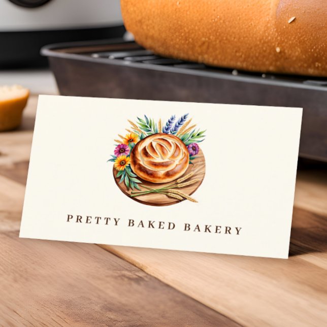 Bakery Modern Watercolor Bread Visitkort (Skapare uppladdad)