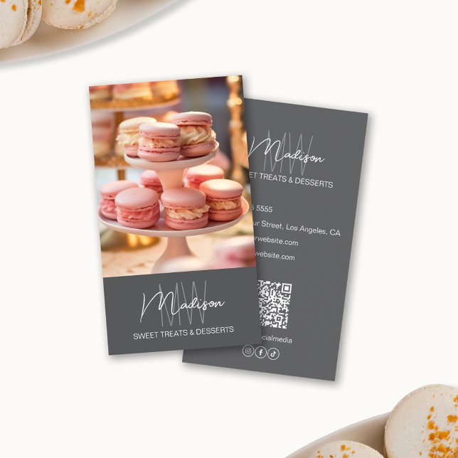 Bakery Monogram Logotyp Grå Visitkort (Bakery Monogram Logo Gray Business Card)