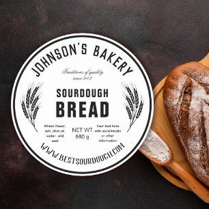 Bakery Namn Sourdough Bread Loaf Vintage Bakery Runt Klistermärke