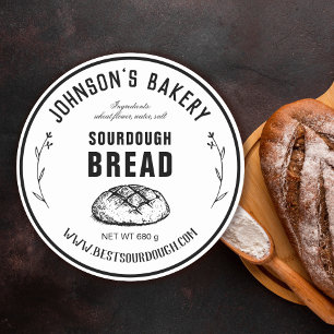 Bakery Namn Sourdough Bread Loaf Vintage Bakery Runt Klistermärke