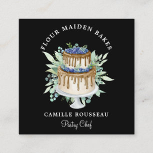 Bakery Pastry Chef Baker Black Fyrkantigt Visitkort