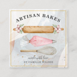 Bakery Pastry Chef Bakers Verktyg Fyrkantigt Visitkort
