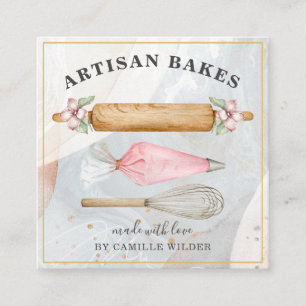 Bakery Pastry Chef Bakers Verktyg Fyrkantigt Visitkort