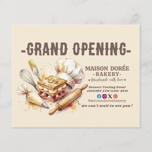 Bakery Pastry Chef Baking Catering Grand Opening Flygblad (Framsidan)