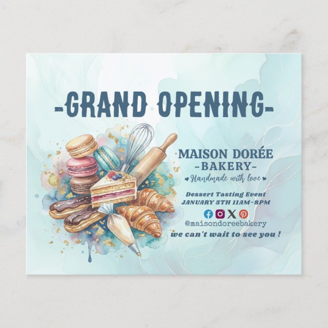 Bakery Pastry Chef Baking Catering Grand Opening Flygblad (Framsidan)