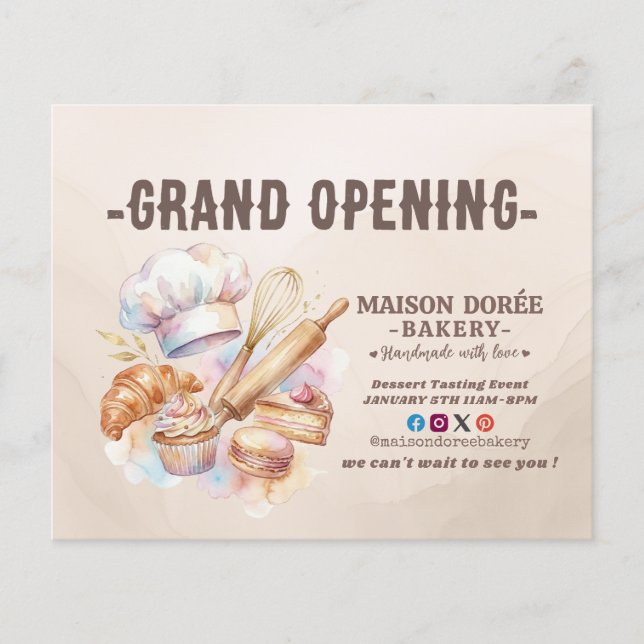 Bakery Pastry Chef Baking Catering Grand Opening Flygblad (Framsidan)