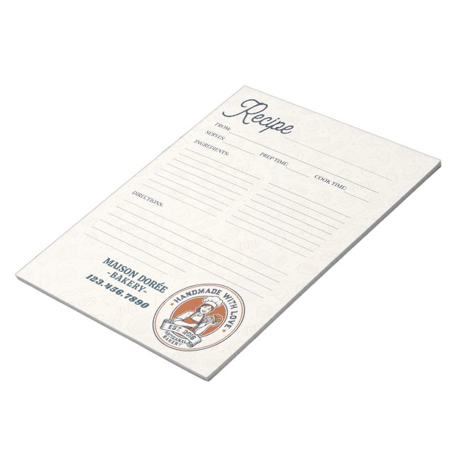 Bakery Pastry Chef Baking Recipe Page Cookbook Anteckningsblock (Vinklad)