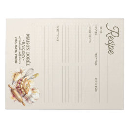 Bakery Pastry Chef Baking Recipe Page Cookbook Anteckningsblock