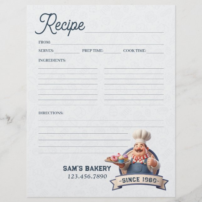 Bakery Pastry Chef Baking Recipe Page Cookbook Reklamblad (Framsidan)