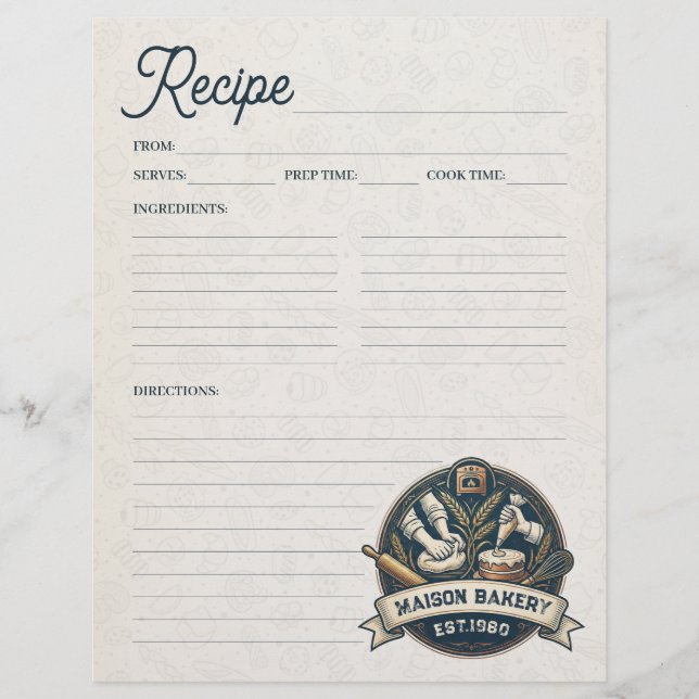 Bakery Pastry Chef Baking Recipe Page Cookbook Reklamblad (Framsidan)