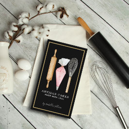 Bakery Pastry Chef Baking Utensils Black Visitkort