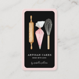 Bakery Pastry Chef Baking Utensils Black Visitkort