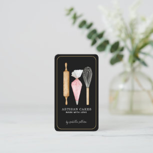 Bakery Pastry Chef Baking Utensils Black Visitkort