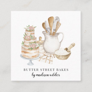 Bakery Pastry Chef Cake Fyrkantigt Visitkort