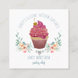 Bakery Pastry Chef Elegant Cuptårta Baker Fyrkantigt Visitkort