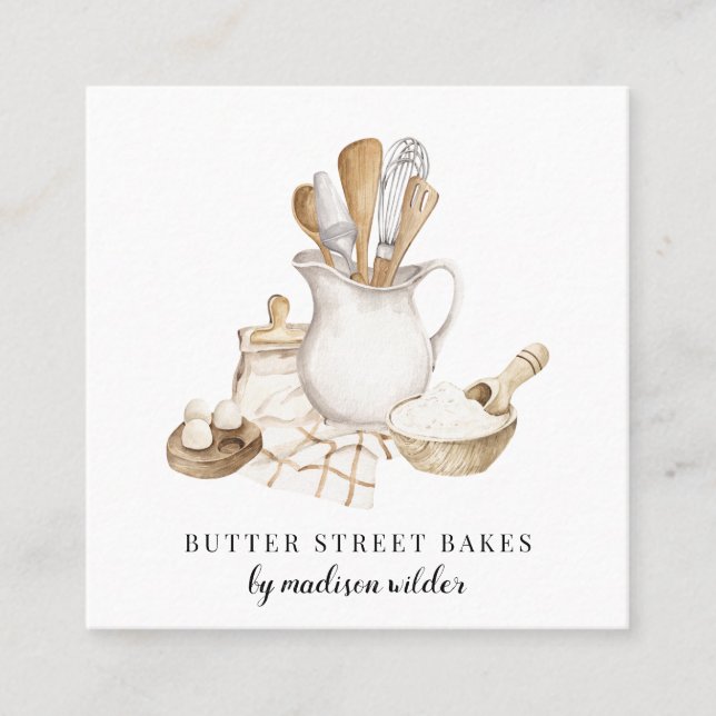 Bakery Pastry Chef Fyrkantigt Visitkort (Framsida)