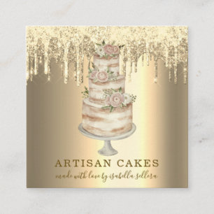 Bakery Pastry Chef Glitter Drives Platinum Guld Fyrkantigt Visitkort