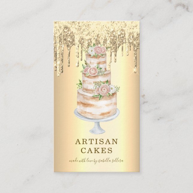 Bakery Pastry Chef Glitter Drives Platinum Guld Visitkort (Framsida)