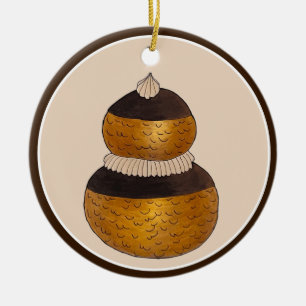 Bakery Pastry Chef Patisserie Religieuse Choux Bun Julgransprydnad Keramik