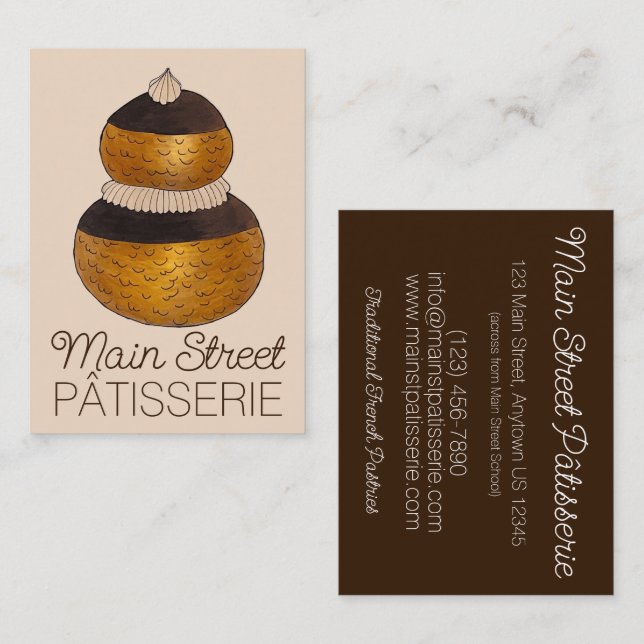 Bakery Pastry Chef Patisserie Religieuse Choux Bun Visitkort (Fram/baksida)